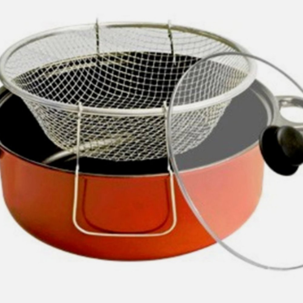 Deep Fryer Set (Non-Stick Ceramic Coated Pot, Stainless Steel Basket, Glass Lid) - Picture 3 of 3